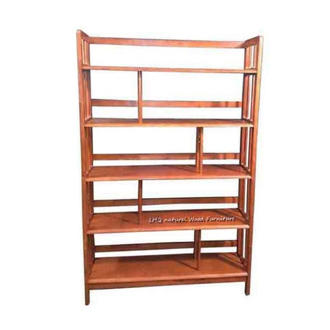 Kệ sách gỗ tự nhiên, cao 5 tầng rộng 1m, tháo ráp thuận tiện, vận chuyển rẻ