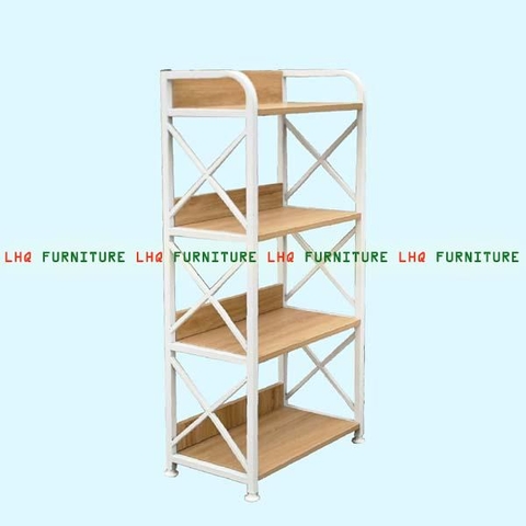 Kệ sách khung sắt 4 tầng rộng 60cm, Tháo ráp tiện lợi, Mặt Melamin chống trầy xước,4 màu lựa chọn
