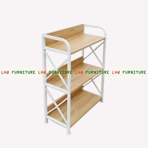 Kệ sách khung sắt 3 tầng rộng 50cm, Mặt gỗ MDF chống trầy, Thiết kế tháo lắp, Màu xanh, hồng, tự nhiên, walnut