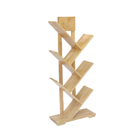 Kệ sách xương cá 7 tay, Gỗ cao su, Noithatlhq sản xuất, Chất lượng xuất khẩu, Giá nội địa