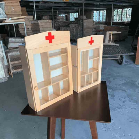 Tủ thuốc gia đình cỡ nhỏ, gỗ thông tự nhiên, thiết kế nguyên chiếc, treo tường tiện lợi