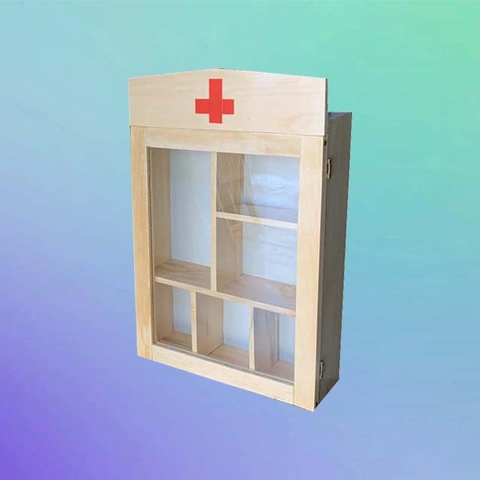 Tủ thuốc gia đình cỡ nhỏ, gỗ thông tự nhiên, thiết kế nguyên chiếc, treo tường tiện lợi