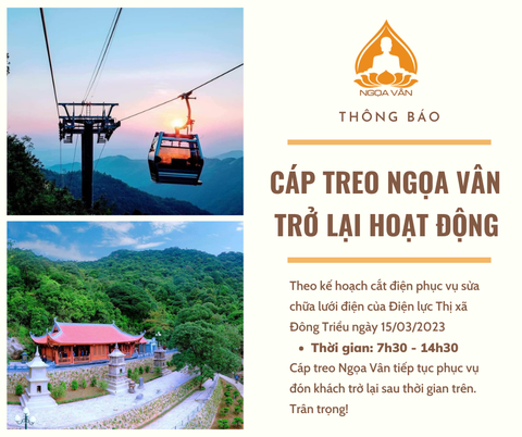 THÔNG BÁO CÁP TREO NGỌA VÂN HOẠT ĐỘNG TRỞ LẠI