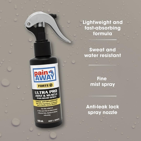Pain Away Forte + Ultra Pro Joint & Muscle Pain Relief Spray xịt giảm đau cơ, khớp 100ml (06/28)