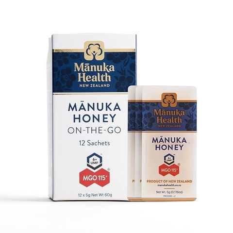 Manuka health manuka honey on the go mật ong tép, túi nhỏ mang theo tiện lợi MGO 115+ 12x5g (07/26)