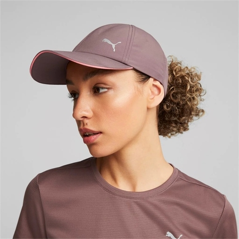 Puma Ess Running Cap dusty plum/sunset glow nón kết nữ màu mận