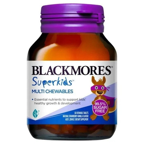 Blackmores Superkids Multi Chewables kẹo ngậm hương dâu bổ sung vitamin tổng hợp cho bé từ 2 tuổi 60v (08/27) [tem tv]