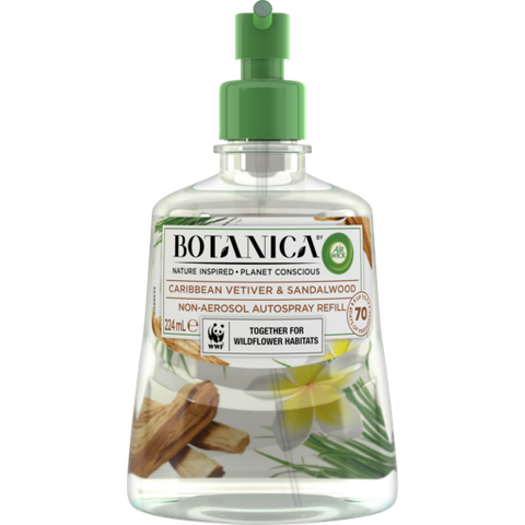 Air Wick Botanica Refill Caribbean Vetiver & Sandalwood tinh dầu thay thế mùi cỏ Vetiver và gỗ đàn hương 224ml
