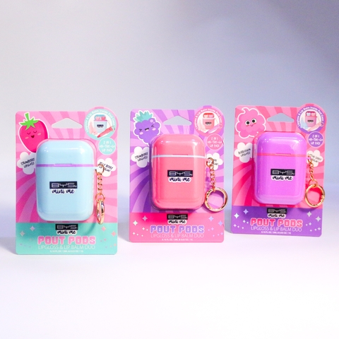 BYS Mini Me Pout Pods Lipgloss & Lip Balm hộp móc khóa kèm son bóng và son dưỡng - màu ngẫu nhiên