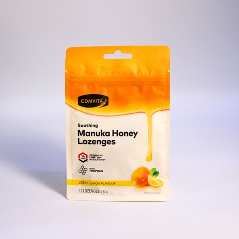 Comvita manuka honey lozenges UMF10+ kẹo mật ong vị chanh 12v (01/29)