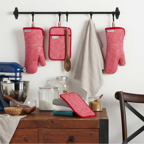 KitchenAid 4-piece Oven Mitt and Potholder Set găng tay bếp và lót nồi (4 xám| 5 đỏ)