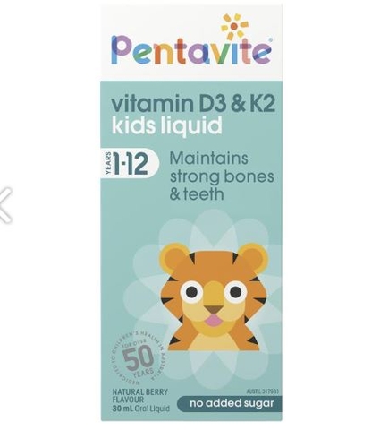 Pentavite Vitamin D3 & K2 Kids Liquid bổ sung vitamin bé từ 6 tháng tuổi - 2 tuổi 30ml (11/26)
