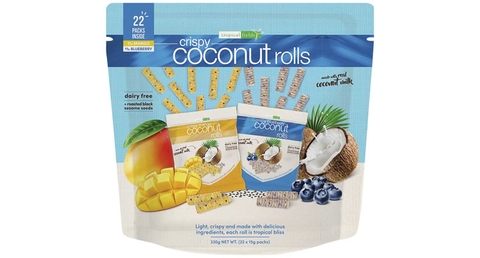 Tropical Fields Coconut Rolls MultiPack bánh quế dừa vị xoài và việt quất 22 gói x 15g (04/26)
