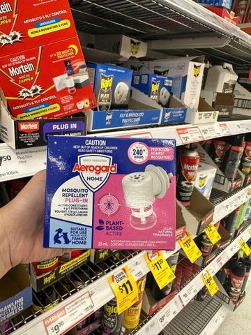 Aerogard mosquito repellent plug-in up to 240h bộ cắm điện đuổi muỗi kèm bình nạp 25ml