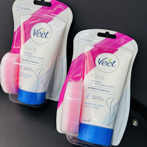 Veet Pure in shower hair removal cream kem tẩy lông cho da nhạy cảm body và chân 150ml (06/27)