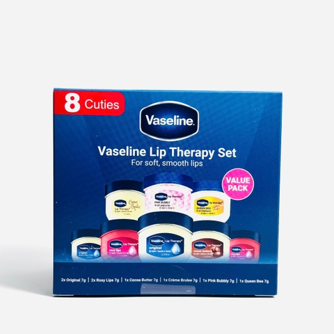Vaseline Lip Therapy Cuties set dưỡng môi mini dưỡng ẩm làm mềm môi 8 x 7g