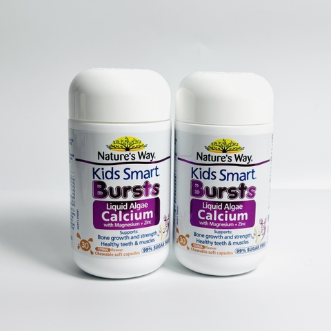 Nature's Way Kids Smart Bursts Calcium tổ ong tảo biển đỏ bổ sung canxi, magie, kẽm hỗ trợ phát triển xương, răng chắc khỏe 30v (04/28)