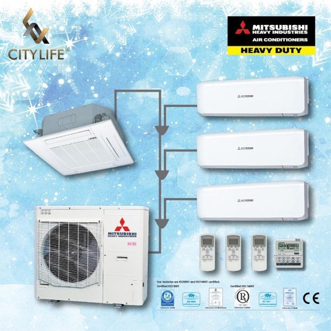 Trọn gói Combo điều hòa không khí cho căn hộ 3 phòng ngủ: Hệ MiniKx: PK âm trần Cassette, 3PN treo tường