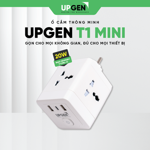 Upgen T1 Mini - Ổ cắm điện không dây tích hợp sạc nhanh đa năng
