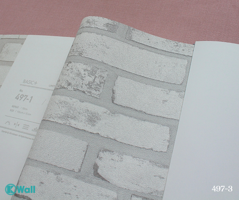 Giấy dán tường giả gạch Hàn Quốc Basic+ 497-3