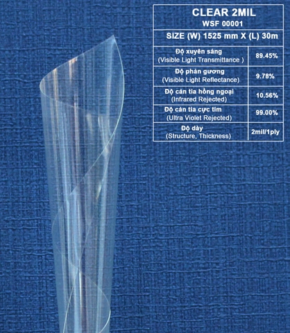 Phim cách nhiệt cửa kính Hàn Quốc Clear 2Mil