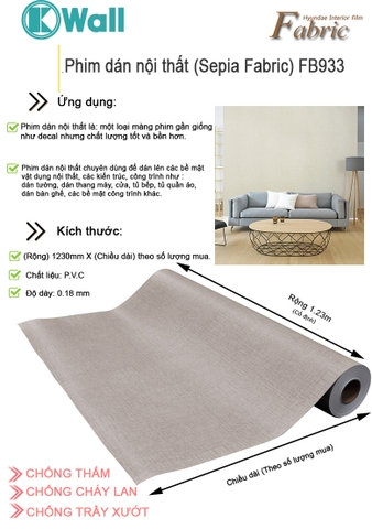 Phim dán nội thất cao cấp nhập khẩu Hàn Quốc FB933