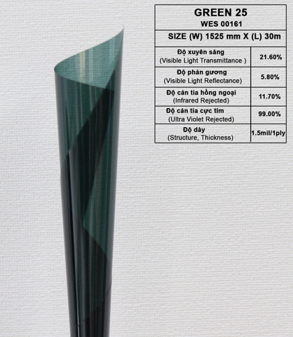 Phim cách nhiệt cửa kính Hàn Quốc Green 25