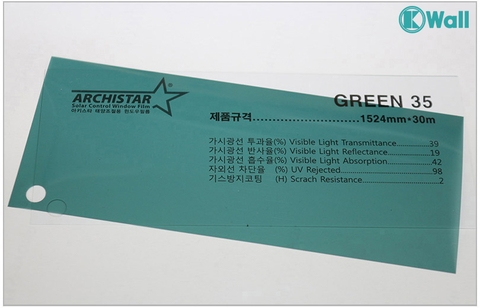 Phim cách nhiệt cửa kính Hàn Quốc Green 35