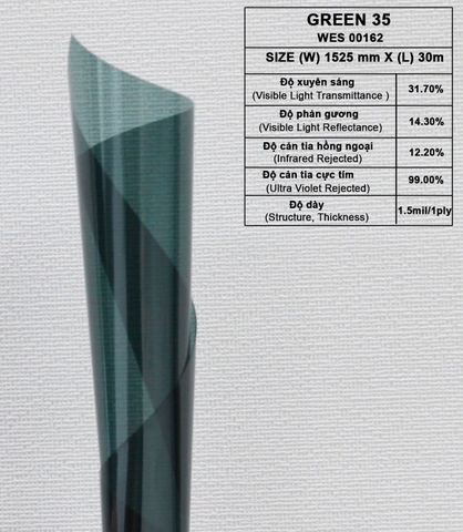 Phim cách nhiệt cửa kính Hàn Quốc Green 35