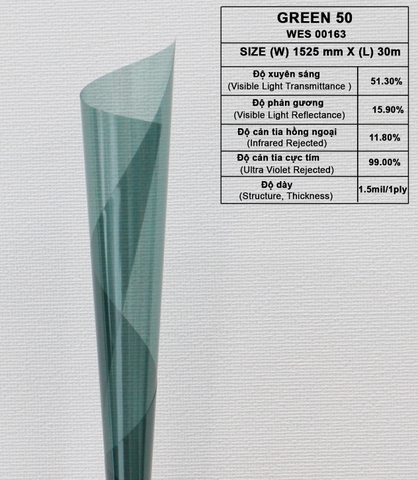 Phim cách nhiệt cửa kính Hàn Quốc Green 50