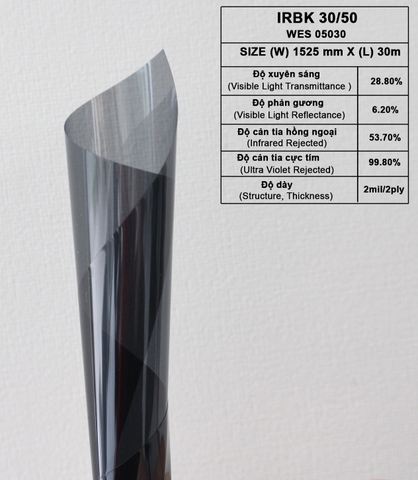 Phim cách nhiệt cửa kính Hàn Quốc IRBK30-50