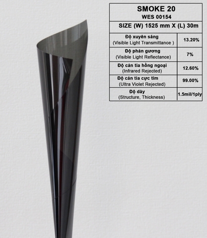 Phim cách nhiệt cửa kính Hàn Quốc Smoke 20