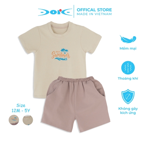 Bộ cộc tay cotton DORE hello summer cho bé gái từ 1 đến 5 tuổi nude - DRC002