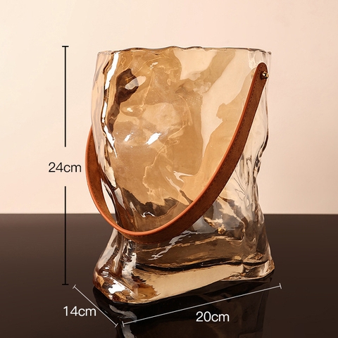 Bình hoa hổ phách hình túi xách