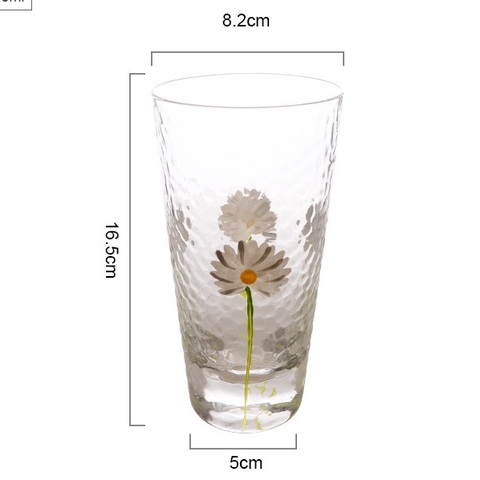 Cốc/ly nước thủy tinh in hình bông cúc