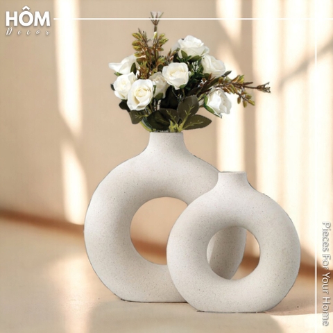 Bình gốm hình bánh Donut