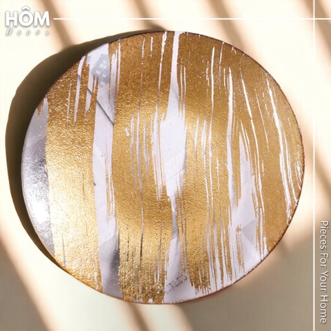 Dĩa thủy tinh phối vàng