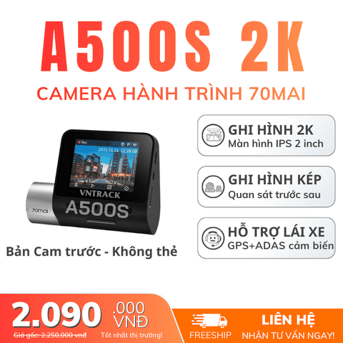 70mai A500S - Ghi hình 2K, Quay trước sau, Màn hình 2 inch