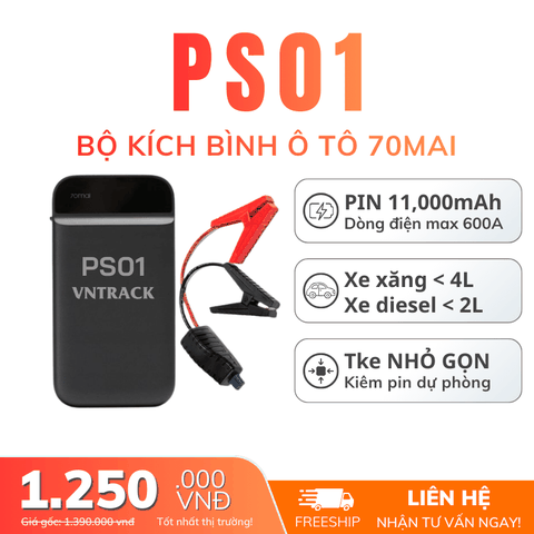 70mai PS01 - Kích Bình Ắc Quy Ô Tô 11000mAh, Xe Xăng <4L, Xe Dầu <2L