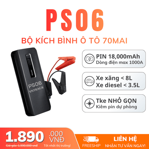 70mai PS06 - Kích Bình Ắc Quy Ô Tô | 18000mAh, Xe Xăng <8L, Dầu <3.5L