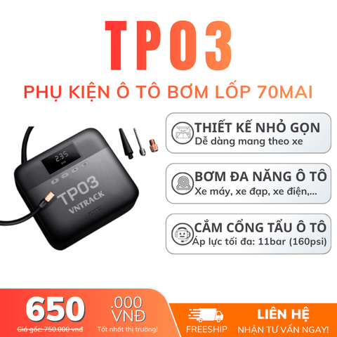 Bơm Lốp Ô Tô 70mai TP03 | Nhỏ Gọn, Mạnh Mẽ, Động Cơ Bền Bỉ