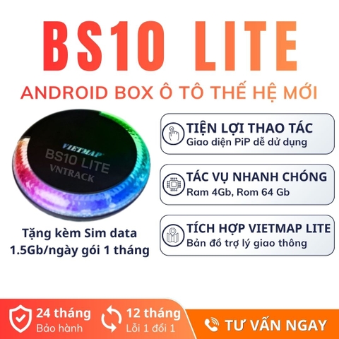 Android Box ô tô Vietmap BS10 Lite viền LED, RAM 4GB ROM 64GB, giá 4.690.000đ tại Vntrack