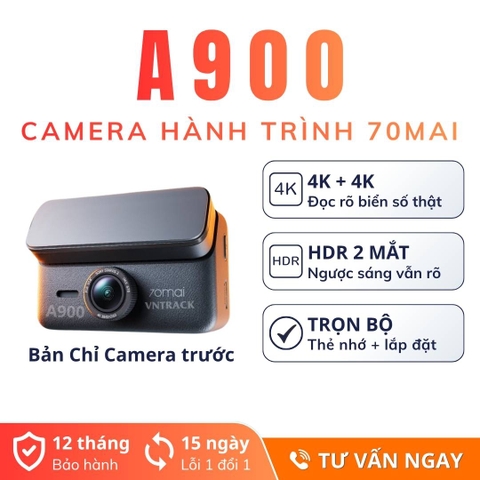 Camera hành trình 70mai A900 | Trước sau đều 4K, góc 140 độ
