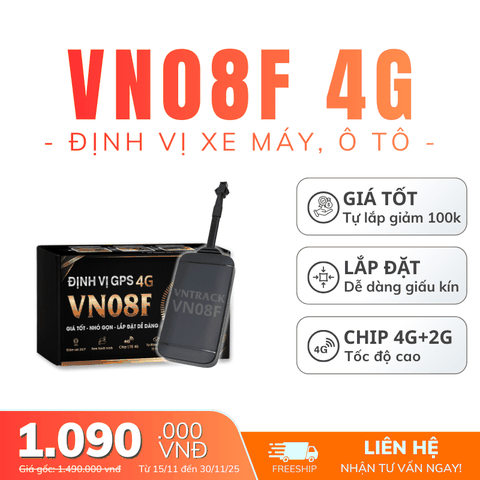 Định Vị Xe Máy, Ô Tô VN08F 4G | Giá Rẻ, Nhỏ Gọn, Dễ Dàng Lắp Đặt