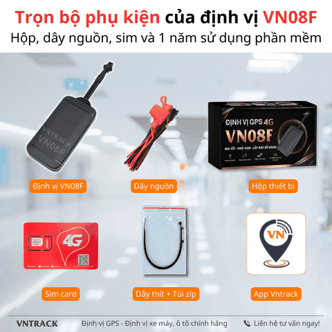 Định Vị Xe Máy, Ô Tô VN08F 4G | Giá Rẻ, Nhỏ Gọn, Dễ Dàng Lắp Đặt