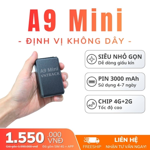 Định Vị Không Dây A9 Mini 4G | Pin 3.000mAh, Dùng 4-7 Ngày, Siêu Nhỏ