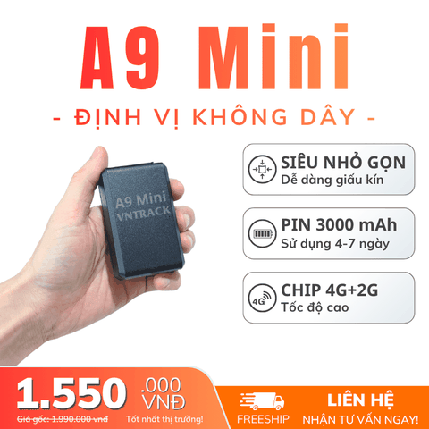 Định Vị Không Dây A9 Mini 4G | Nhỏ Gọn, 3000 mAh, Sử dụng 4-7 ngày