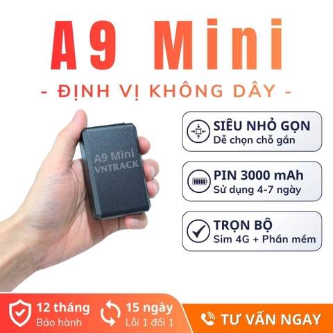 Định Vị Không Dây A9 Mini 4G | Pin 3.000mAh, Dùng 4-7 Ngày, Siêu Nhỏ