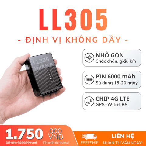 Định Vị Không Dây LL305 4G | Pin 6000mAh dùng 15-20 ngày, Chip 4G, Chống nước
