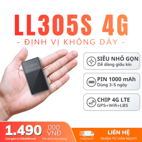 Định Vị Không Dây LL305S 4G | Pin 1000mAh Dùng 3-5 Ngày, Siêu Nhỏ Gọn, Chip 4G